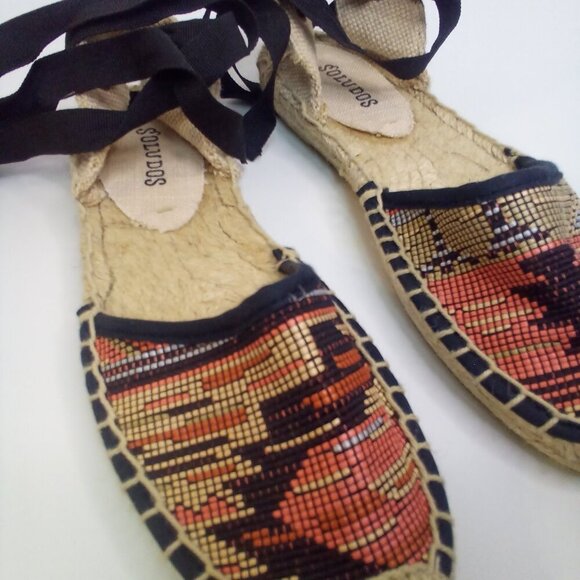 Soludos Ankle Tie Espadrille Women 5 Aztec Pattern - Picture 4 of 14
